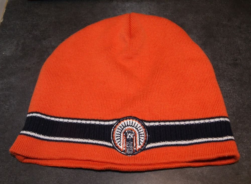 VTG Y2K ILLINOIS FIGHTING ILLINI CHIEF TOW Orange Winter Knit Ski Cap Hat